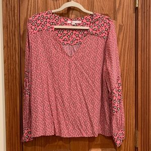 Boden pink v neck long sleeve top (W0426)